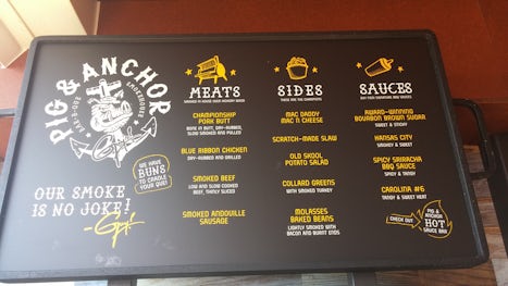 The Pig and Anchor menu