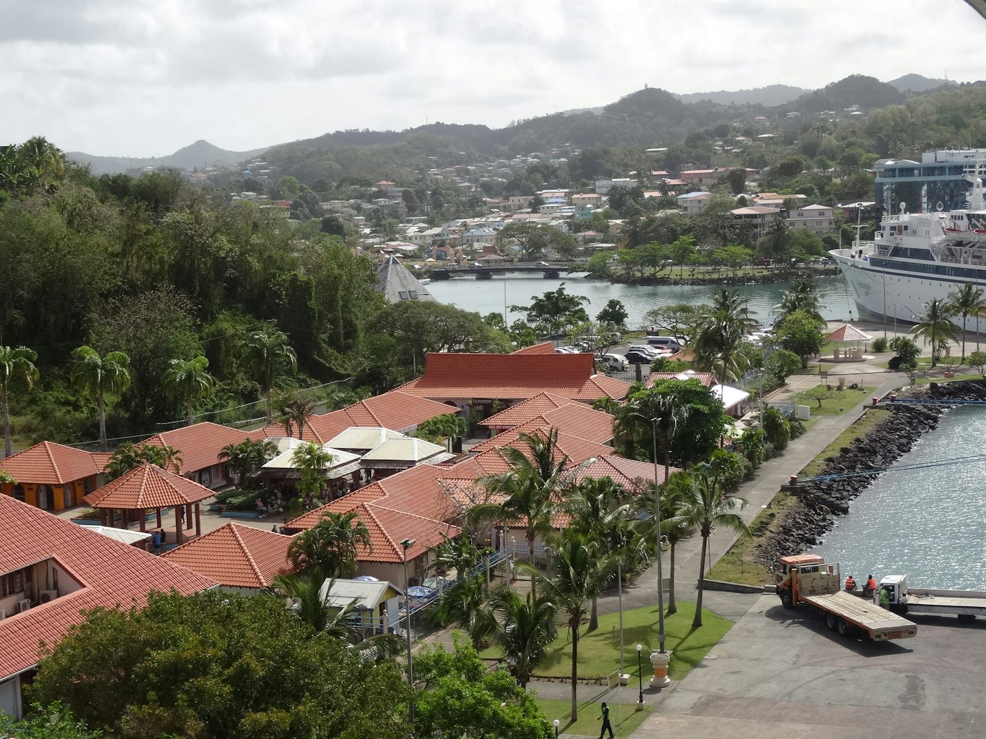 This was looking off the Ship onto St. Lucia and the shopping right off the