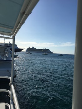 Taking the transport back to the ship from Cayman