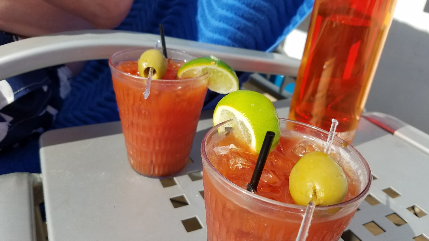 Bloody Marys from the Red Frog Rum Bar on the Lido deck