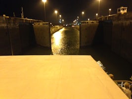 Going through canal lock