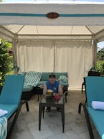 Pool Cabana we rented in Harvest Caye