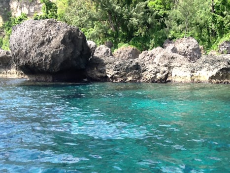 15m deep crystal clear water over a reef at Lelepa Island, with Tropical fi