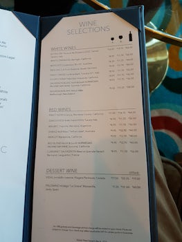 Drinks menu - all inclusive up to $15