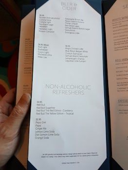 Drinks menu - all inclusive up to $15