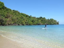 Paddleboarding in gorgeous bay