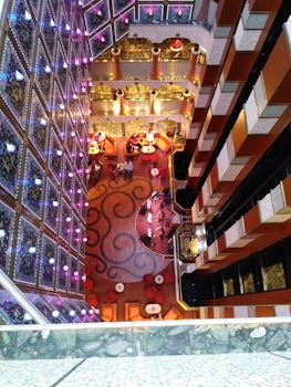 From deck 9 looking down the atrium with violinists playing.