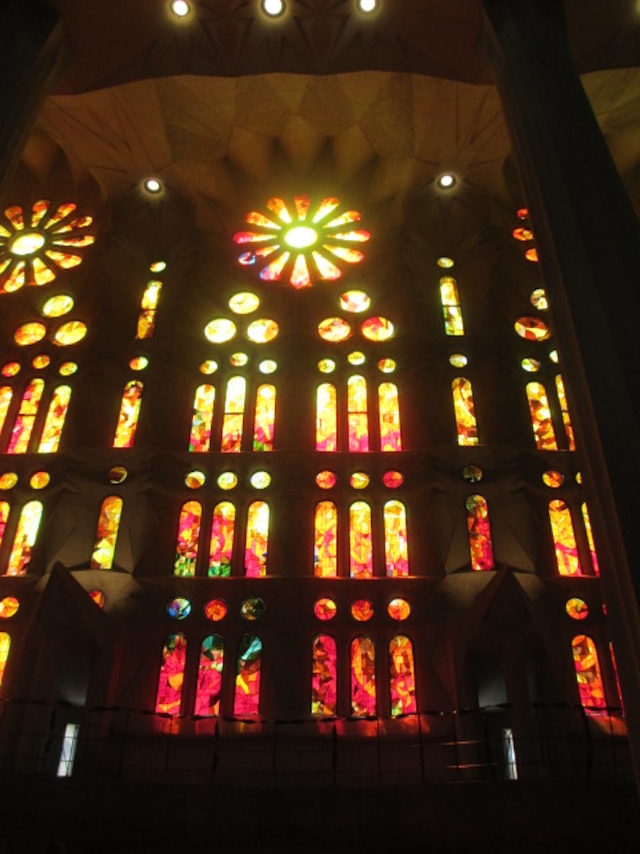 Stained glass of Sagrada Familia in Barcelona, Spain