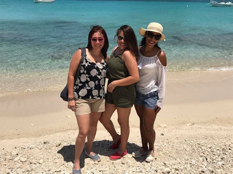 The girls enjoying the a beautiful beach in Curacao.