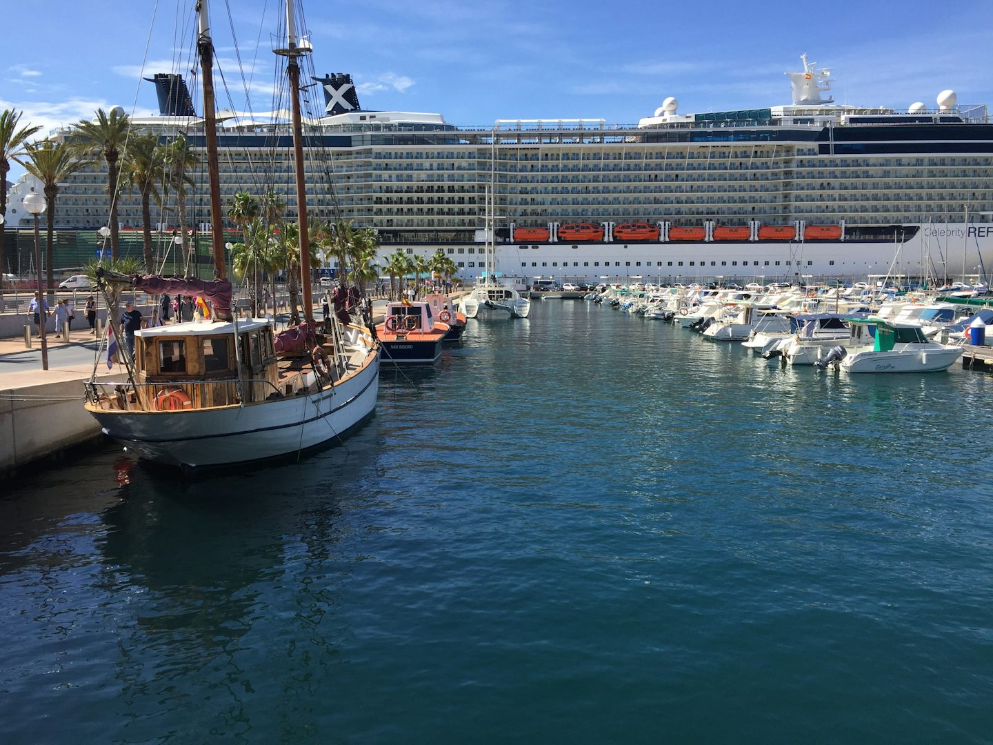 Ship in port in Ibiza