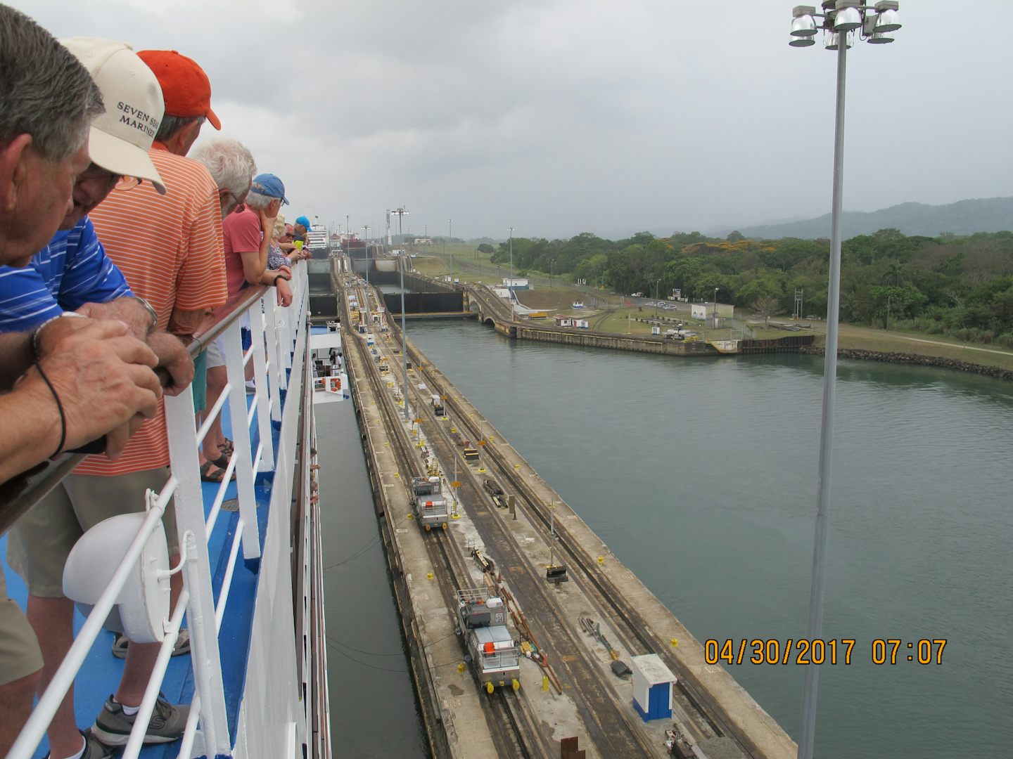 Going through one of the locks in the Panama canal.