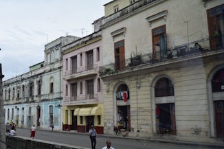 This is an example of a typical street, with one storefront in good shape (
