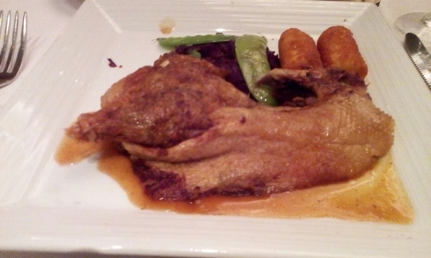 Succulent duck entree served at the Main Dining