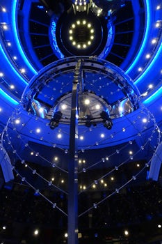 Centrium of the ship at night.