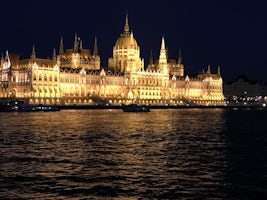 Budapest Parliament Building during evening cruise.