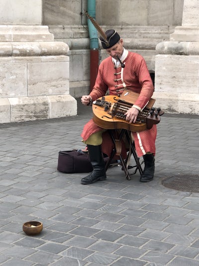 A street musician on Castle Hill, the Buda side of Budapest.