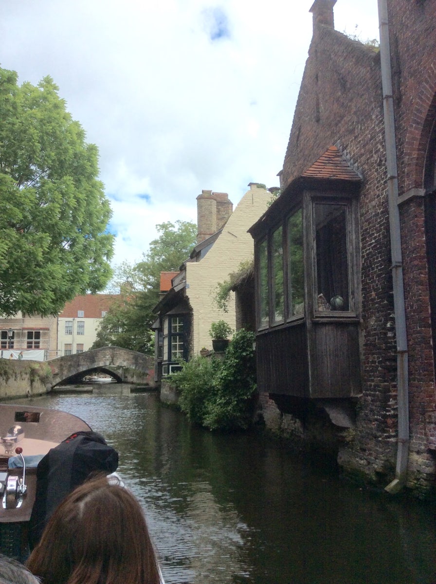 On canal cruise in Bruges.