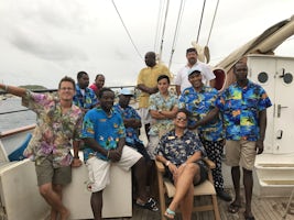 Our amazing Island Windjammer's VELA crew!  Capt Nervo, Chief Mate Dani