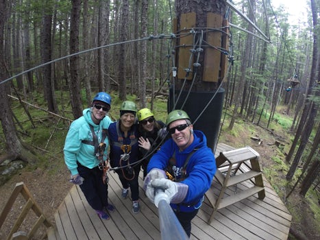 Zip lining in Skagway with our Cruise Critic friends!!
