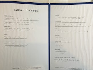 Farewell dinner menu