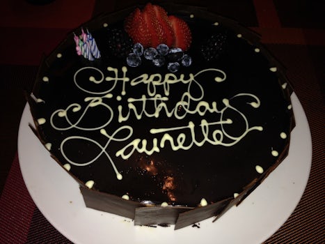 Beautiful and delicious birthday cake in Tuscan Grille