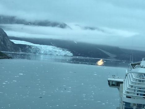 Glacier Bay as seen from from the deck at the rear of the ship. 
To bad you can