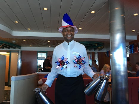 A funny waiter on July 4 at breakfast