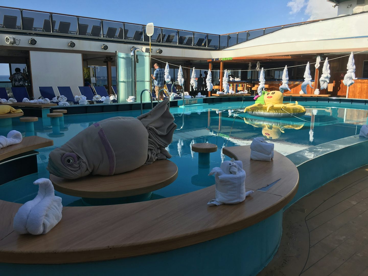 Towel animal day on the Lido Deck!!  Very cute!!