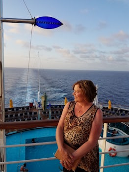 Sun setting off the aft of the ship - on our anniversary!