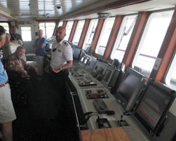 A photo taken on the bridge.  The second officer explained the dutiesof the
