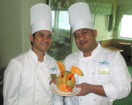 We were fascinated with the culinary crew who carved fruit and veggies into