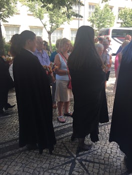 Students at Portugal's oldest university - traditional uniform - may ha