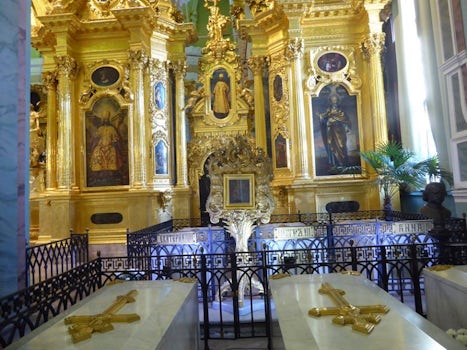 Tombs of Nicholas II and his family.  Saints Peter and Paul Cathedral - Rus