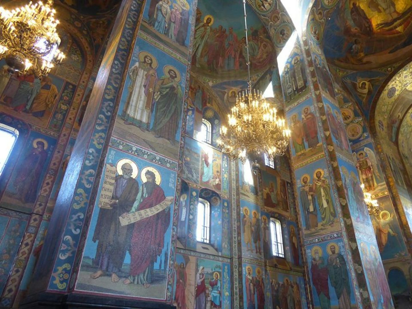 Interior of Church of Our Savior of Spilled Blood.  The interior walls are