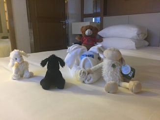 Dharma the Butler had too much fun(towel animals and friends)