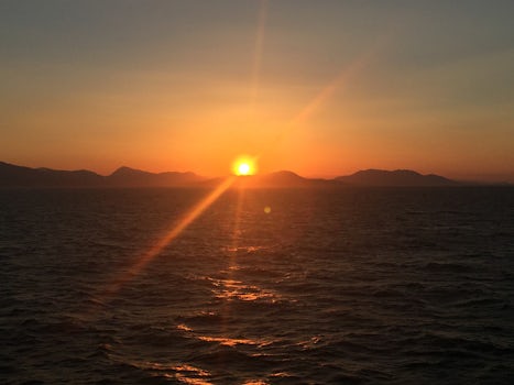 Sunset over Greek islands