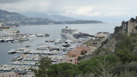 Viking Sea with all the other fancy yachts in Monte Carlo.