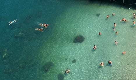 Bathing in the sea in Sorrento.