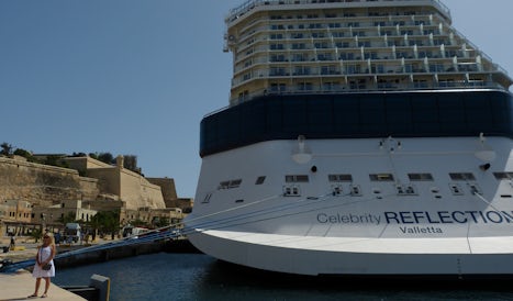 Our cruise ship - Celebrity Reflection - docked in Rhodes.
