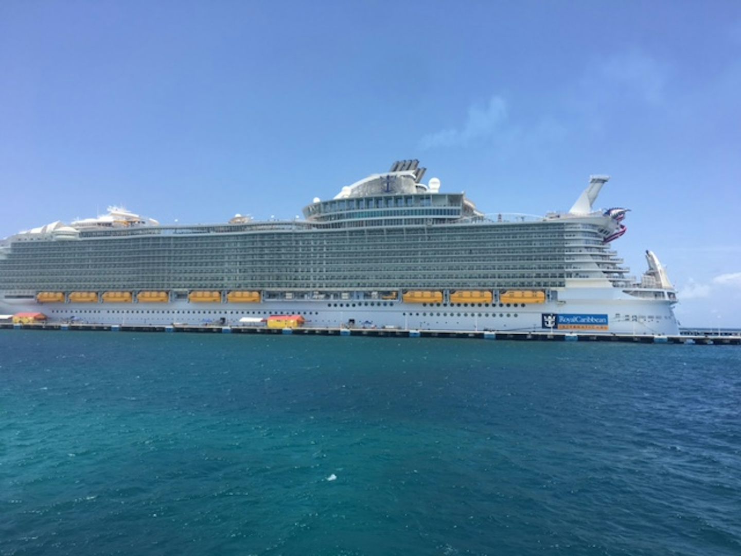 Harmony of the Seas view from excursion boat in Labadee, Haiti