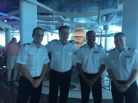 The Captain and Officers in the Sky Lounge.  "Meet the Senior Officers