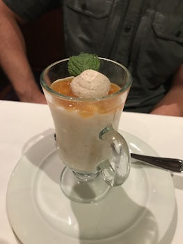 Apricot rice pudding in Indigo dining room