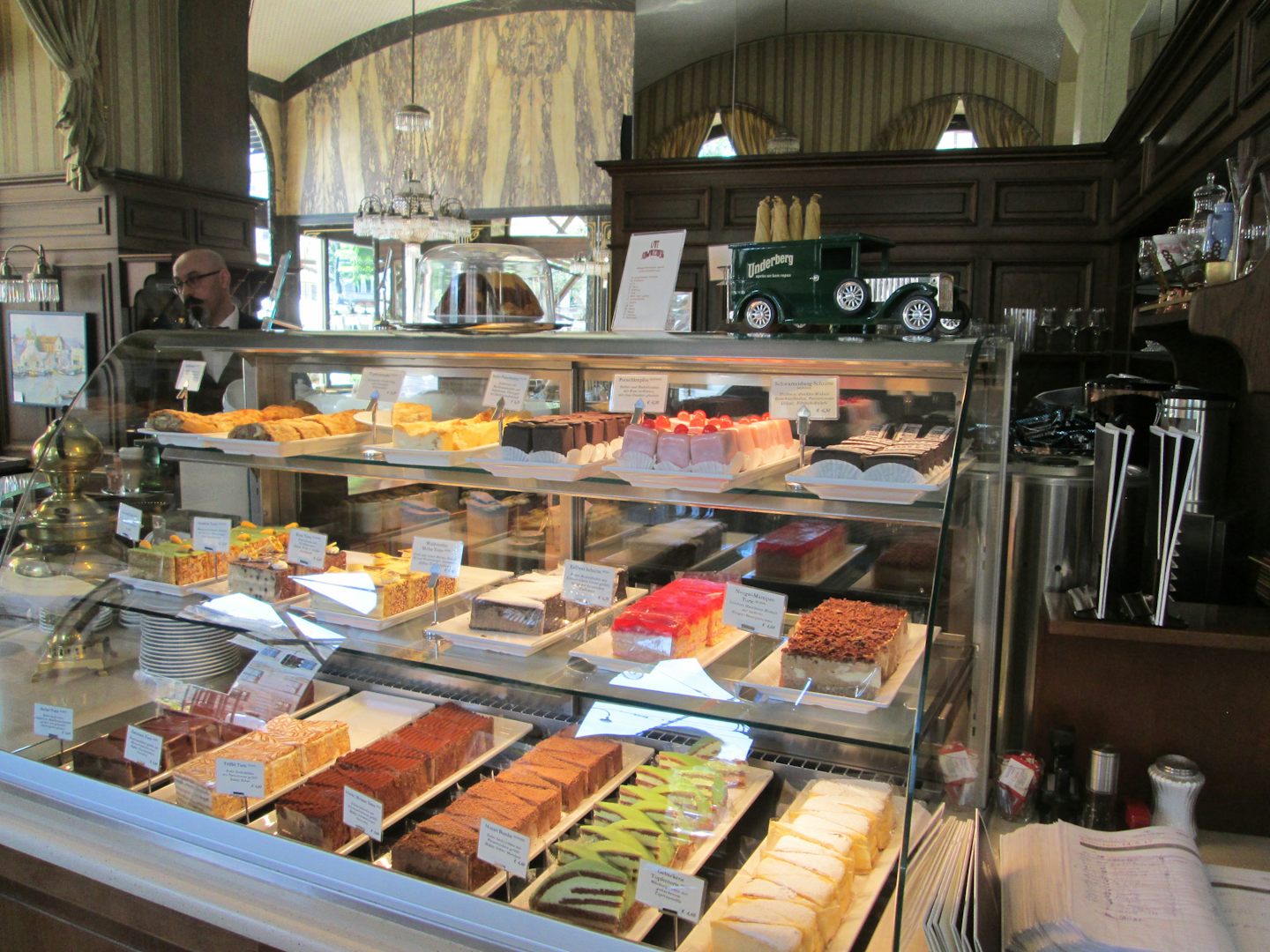 This is the sweets case at our favorite Coffe house in Vienna, the Cafe Sch