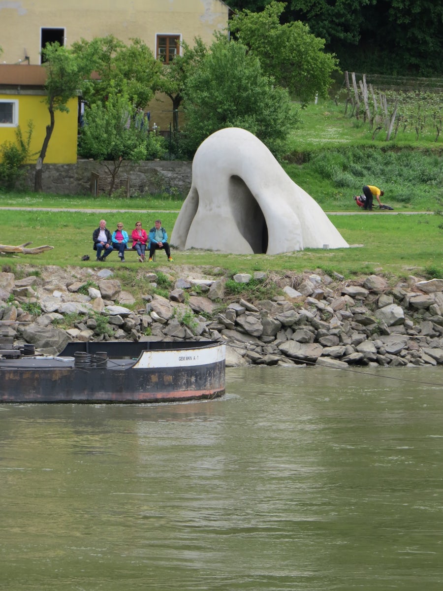 This is a contemporary sculpture in the wine region of the Danube, meant to
