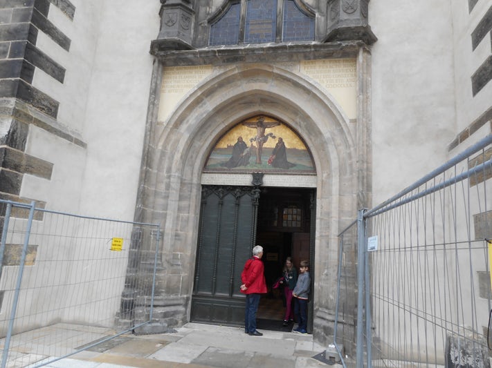 Famous church doors to which where Luther nailed his thesis.