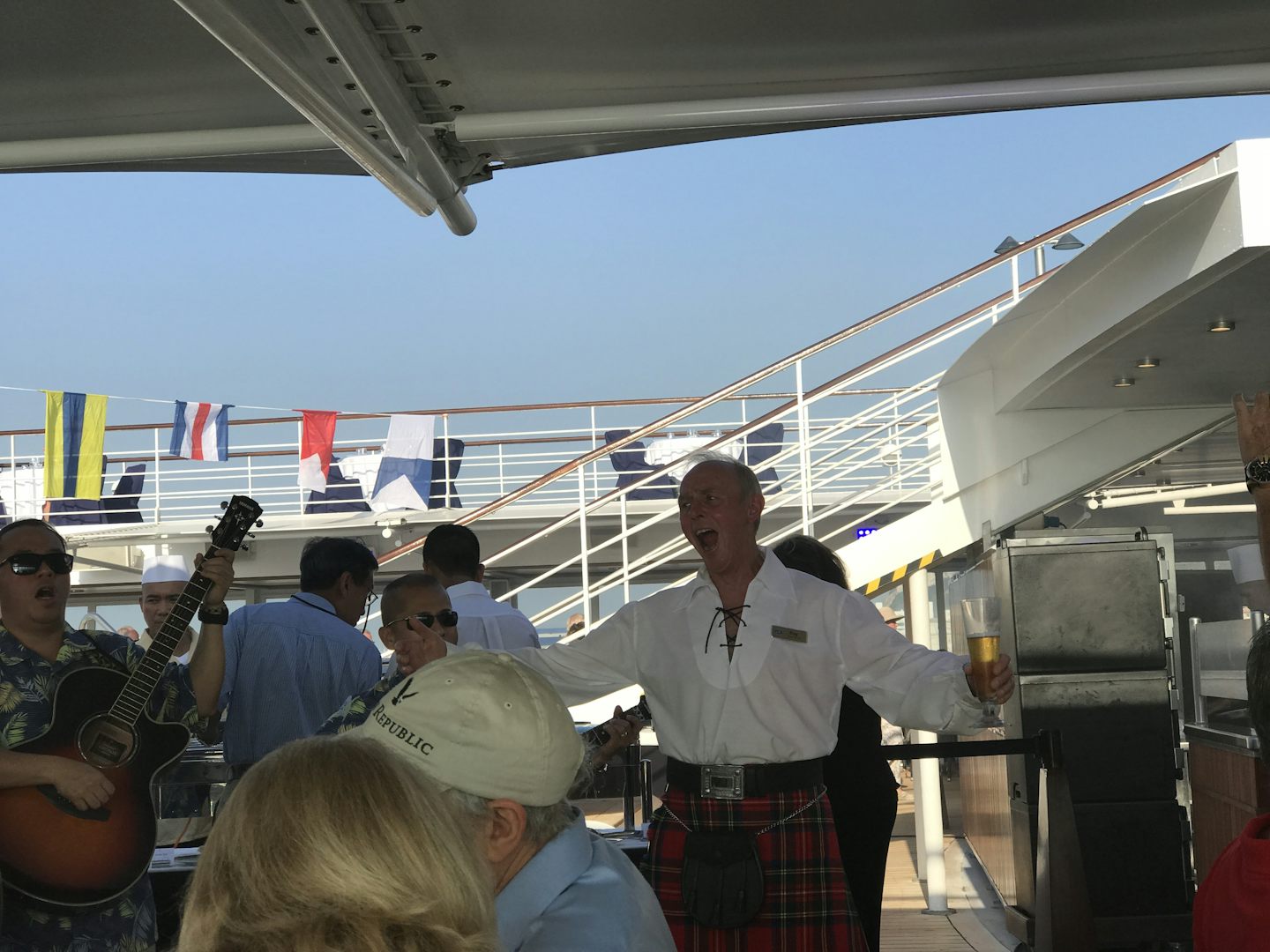 Our fabulous & talented Cruise Director, Ray Solaire, belting the tunes on BBQ night!