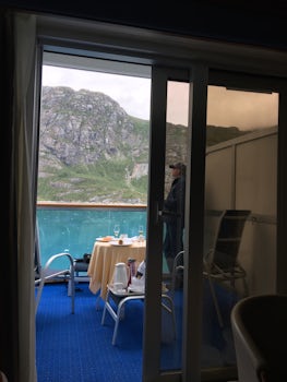 Looking out the stateroom onto the patio.