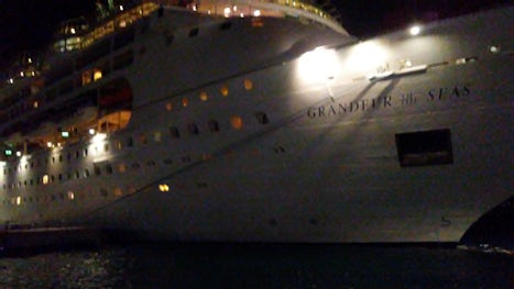 Ship at night from the dock