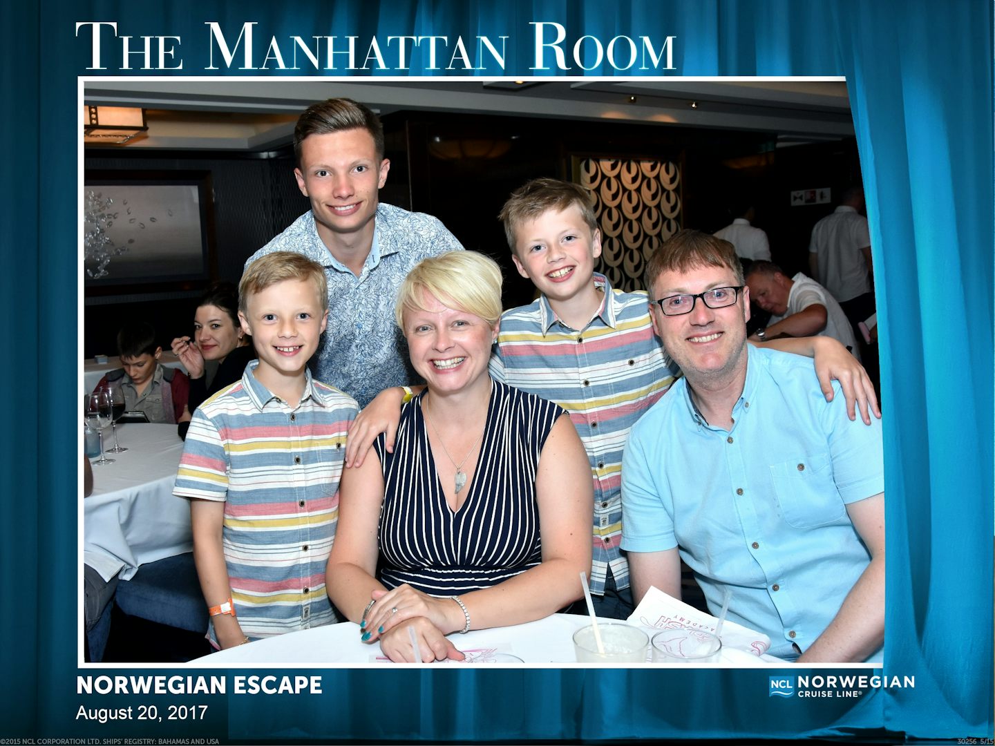 A family meal at 'The Manhattan Room' restaurant.
