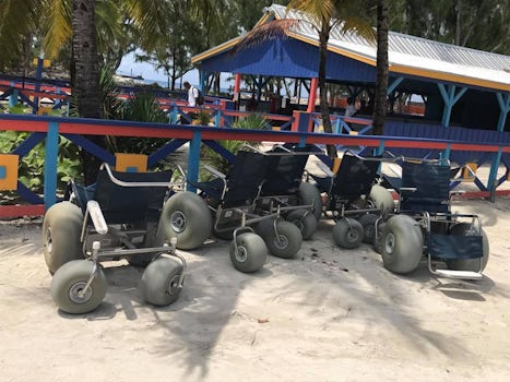 Super cool beach wheel chairs. Just one more way Royal Caribbean makes sure
